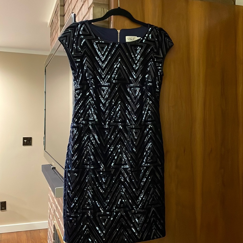 Blue sequins cocktail dress